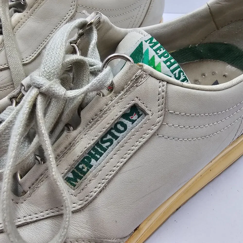 Mephisto Match Leather Oxford Walking Shoes Womens 11 Ivory Bone Trainer Sneaker